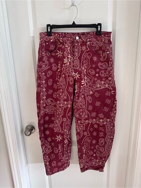 Amazon Women’s Boyfriend Jeans in Burgundy Bandana Print